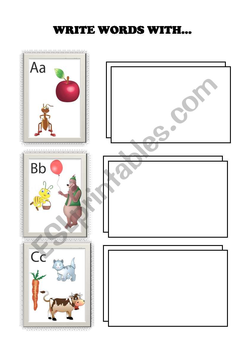 WRITING ABC WORDS worksheet