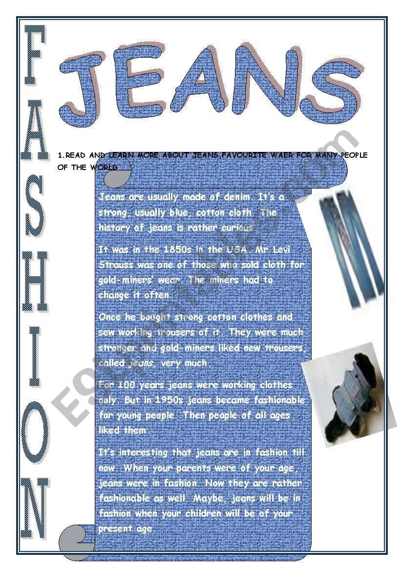 Fashion.Jeans. worksheet