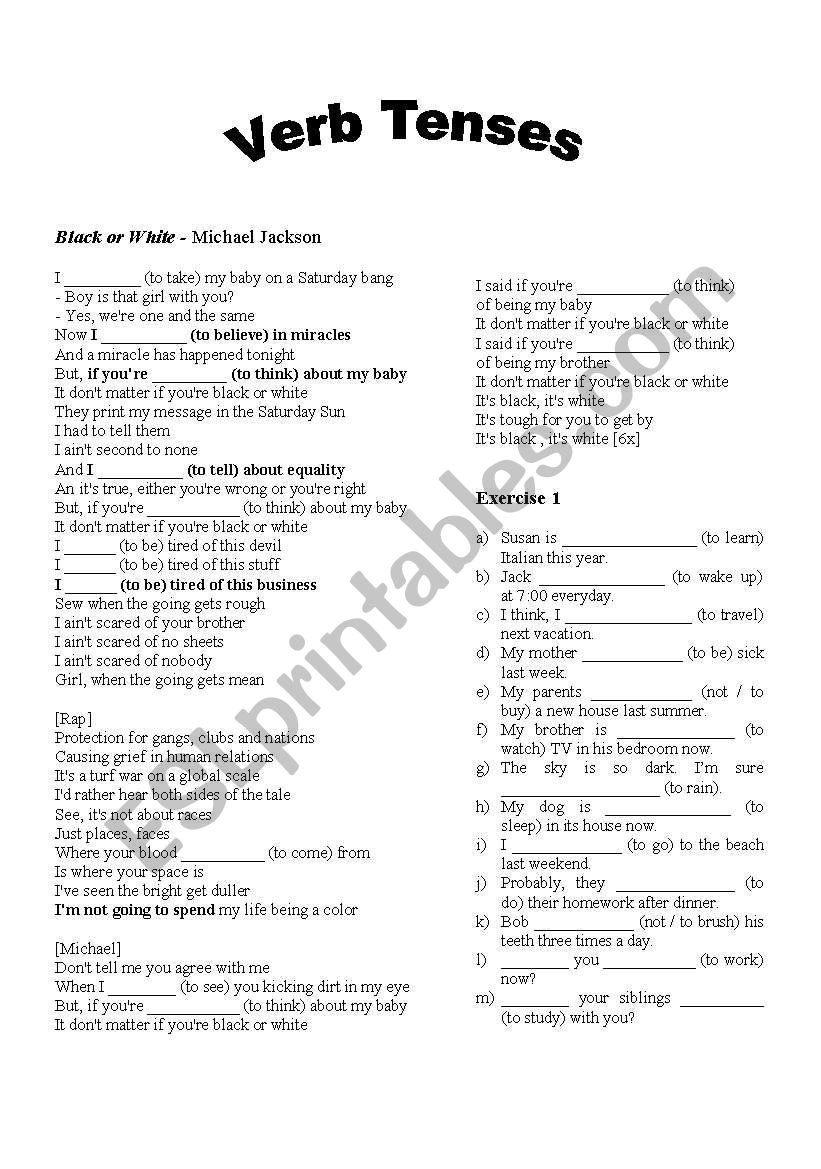 Verb Tenses worksheet