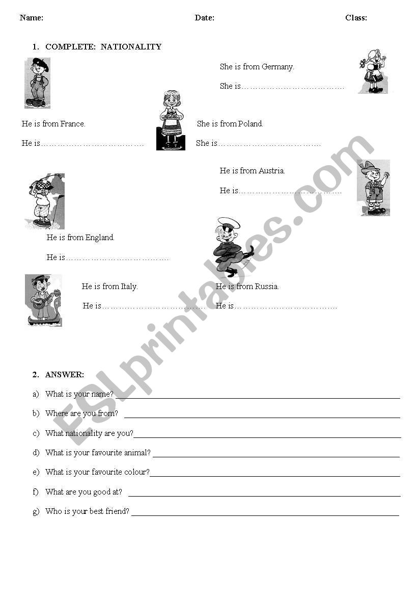 What nationality are you? worksheet