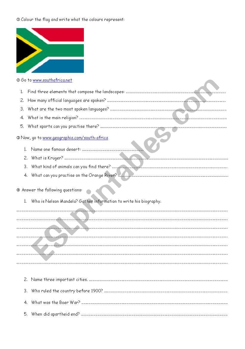  South Africa worksheet