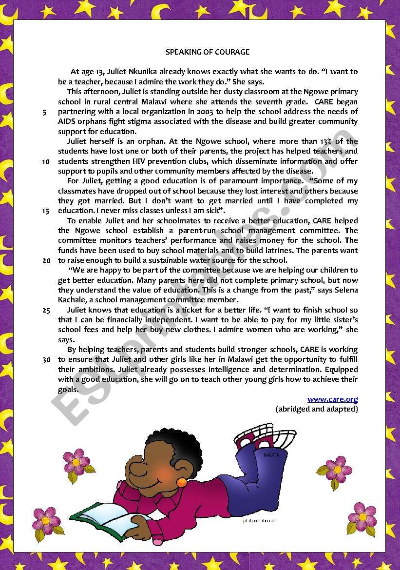 EQUAL RIGHTS FOR CHILDREN worksheet