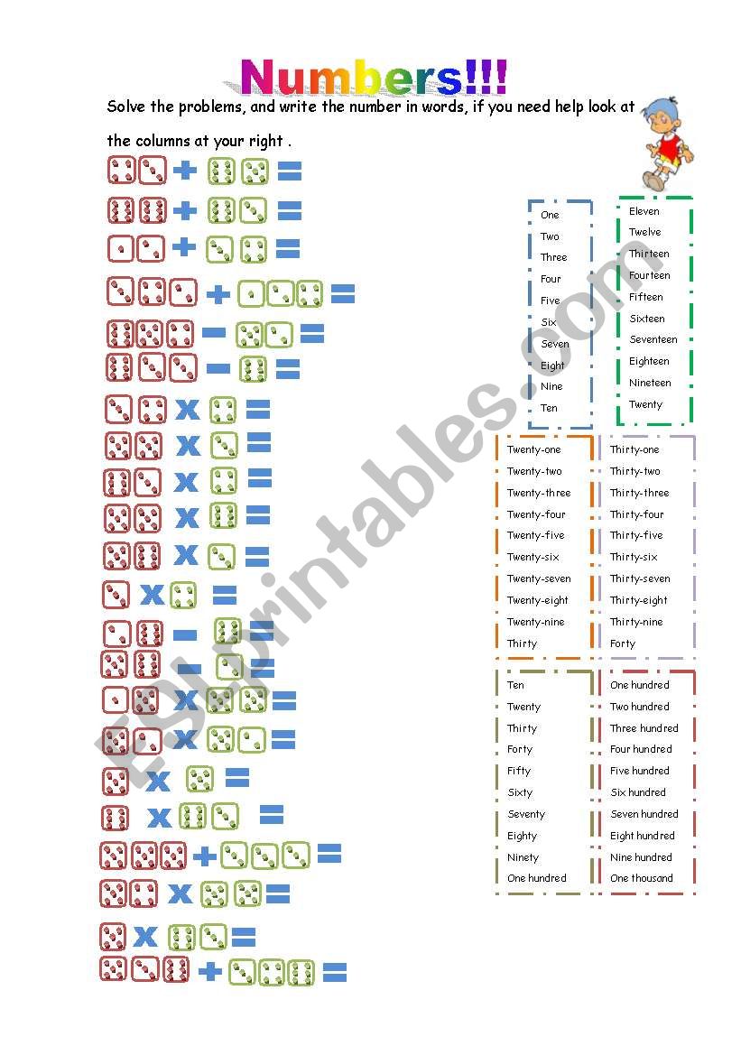 numbers worksheet