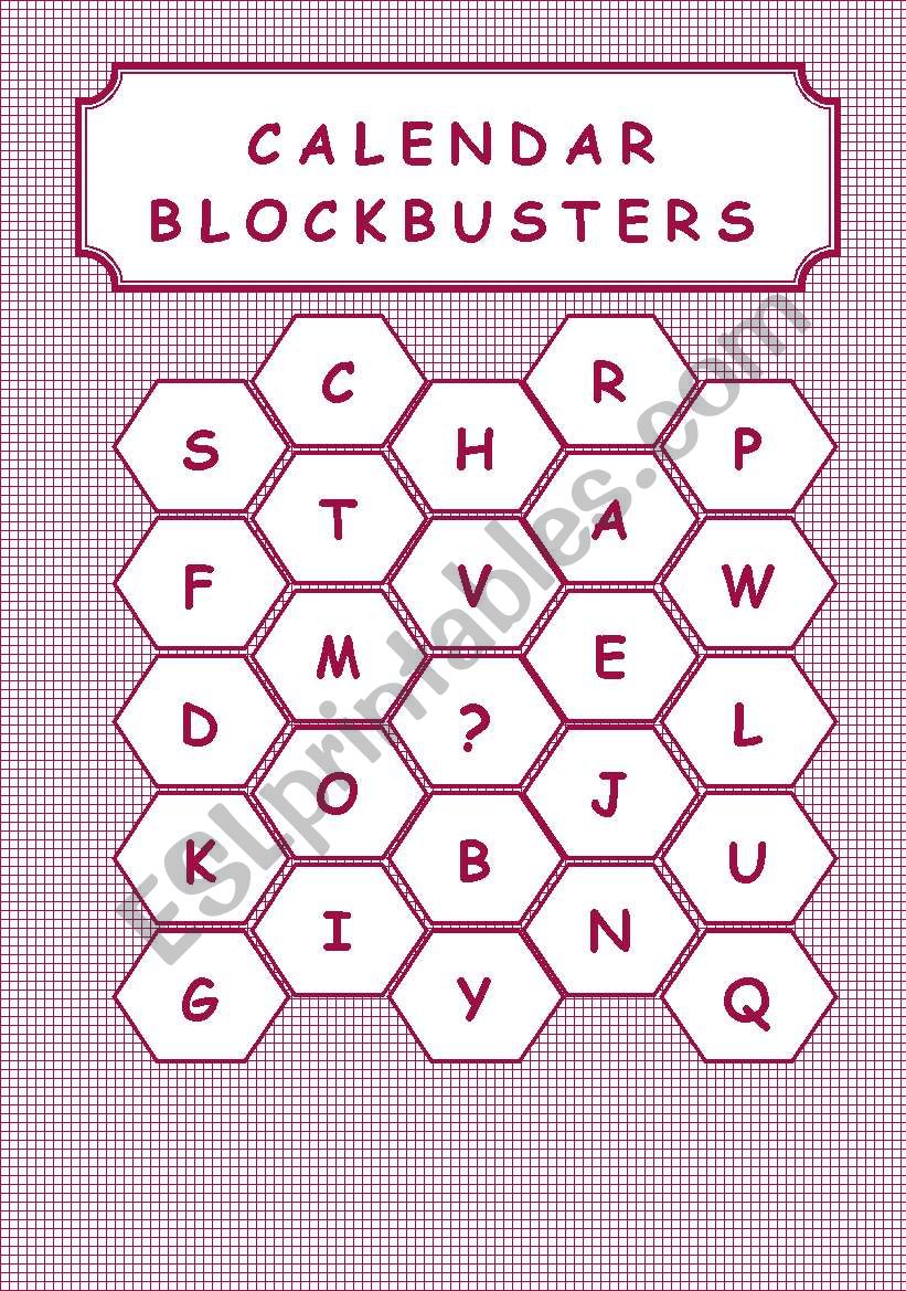 CALENDAR - BLOCKBUSTERS worksheet