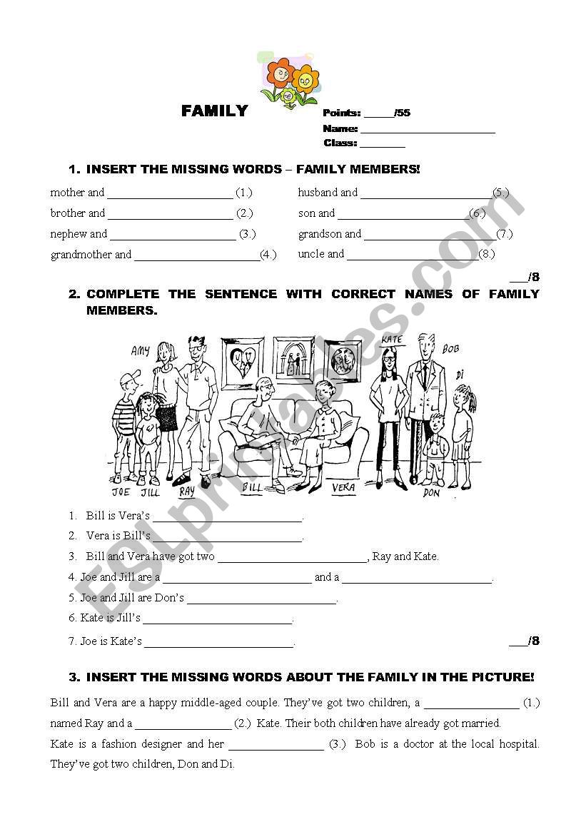 FAMILY worksheet