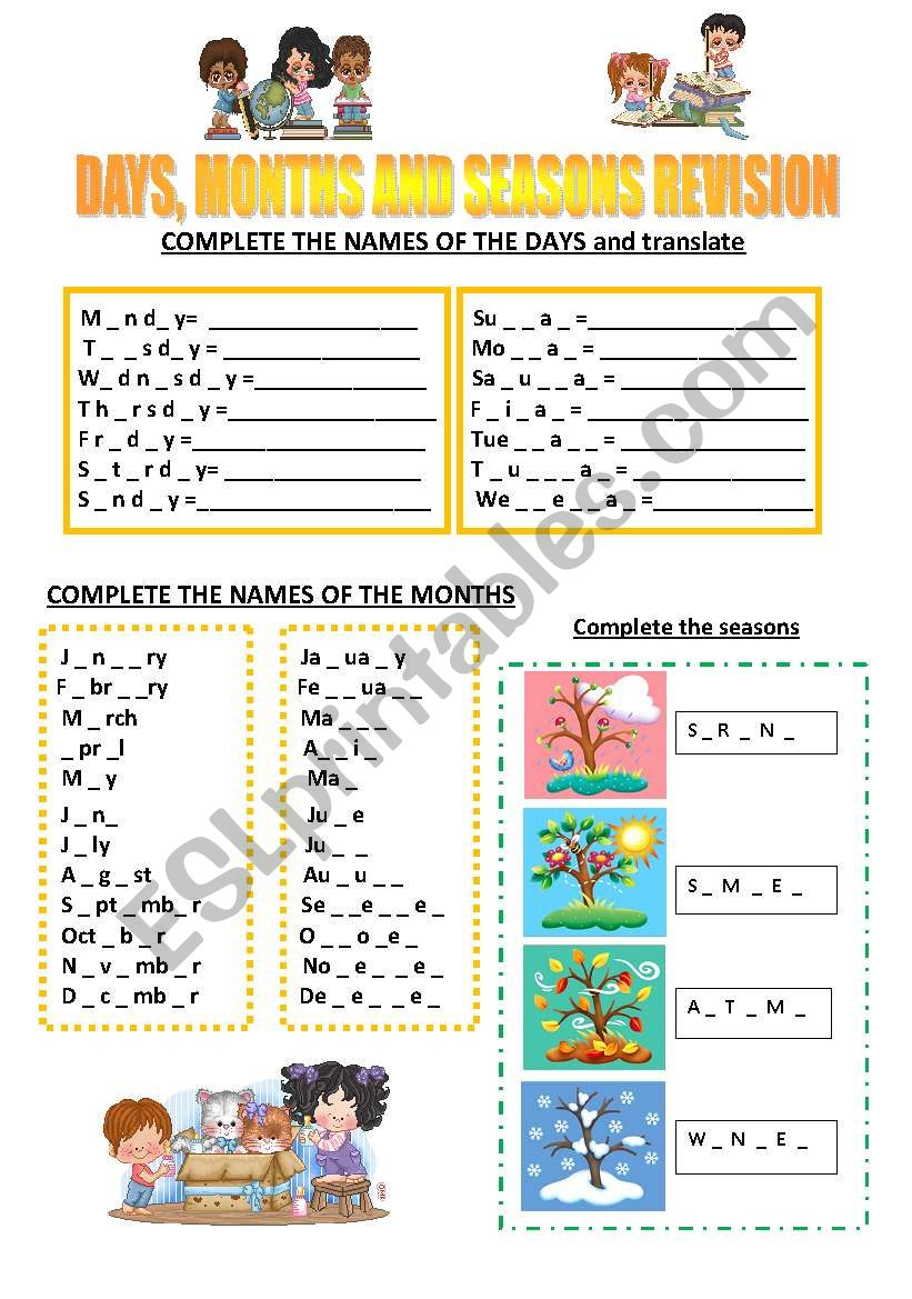 DAYS, MONTHS AND SEASONS REVISION