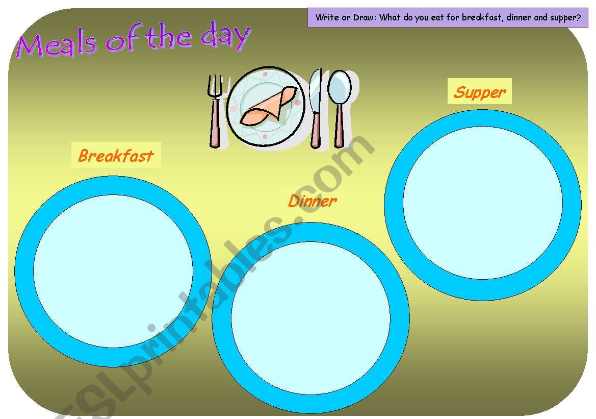 Meals of the day worksheet