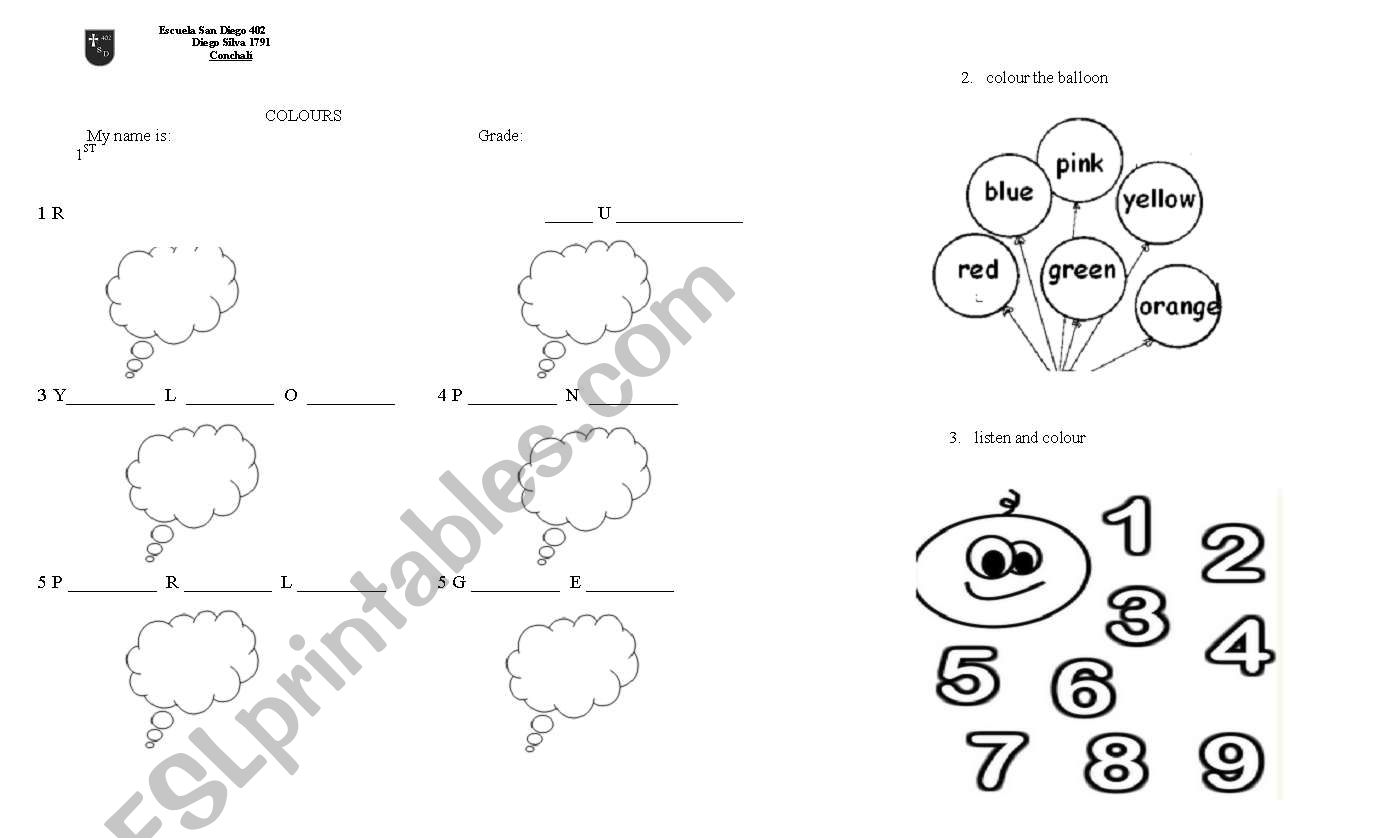 colors worksheet