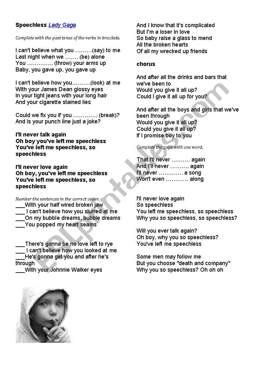 Song Activity worksheet