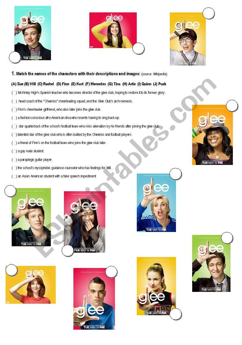 GLEE ACTIVITIES worksheet