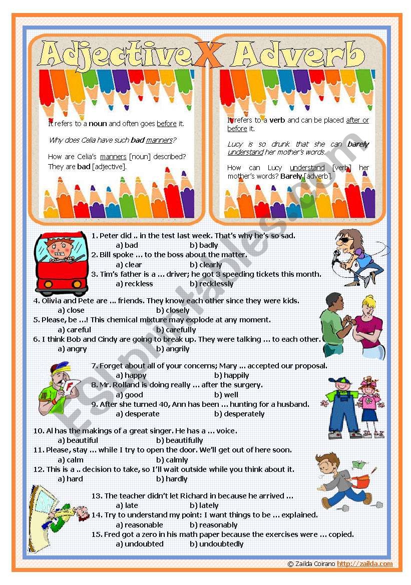 Adjective or Adverb â€“Explanation â€¢ Examples â€¢ Exercises â€¢ Editable