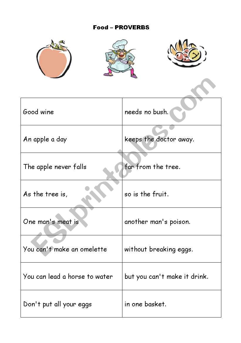 FOOD - PROVERBS worksheet