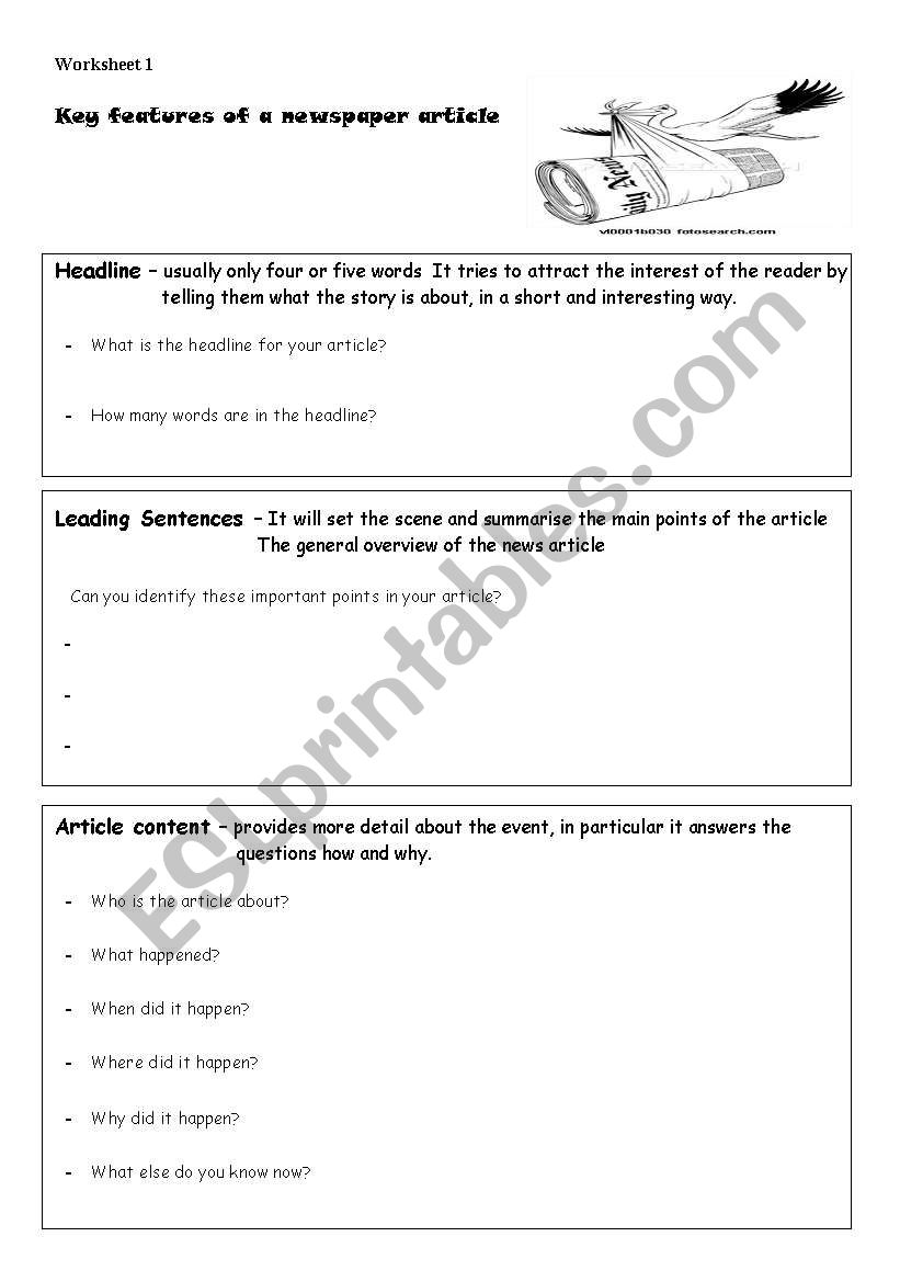 Newpaper worksheet