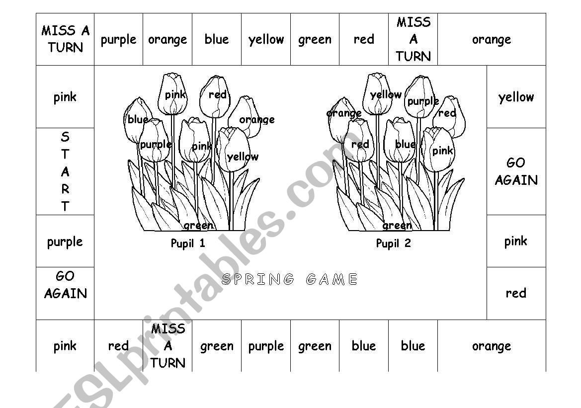 Spring game-colours worksheet