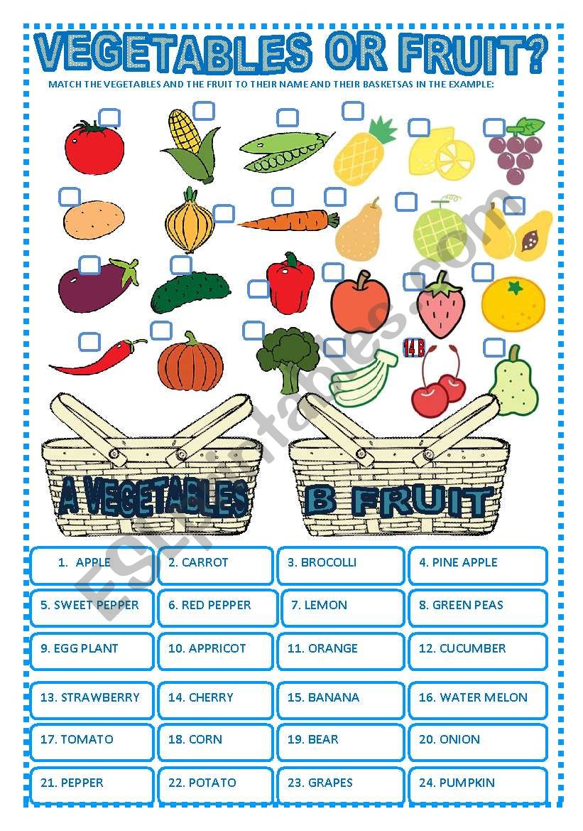 FRUIT OR VEGETABLES  worksheet