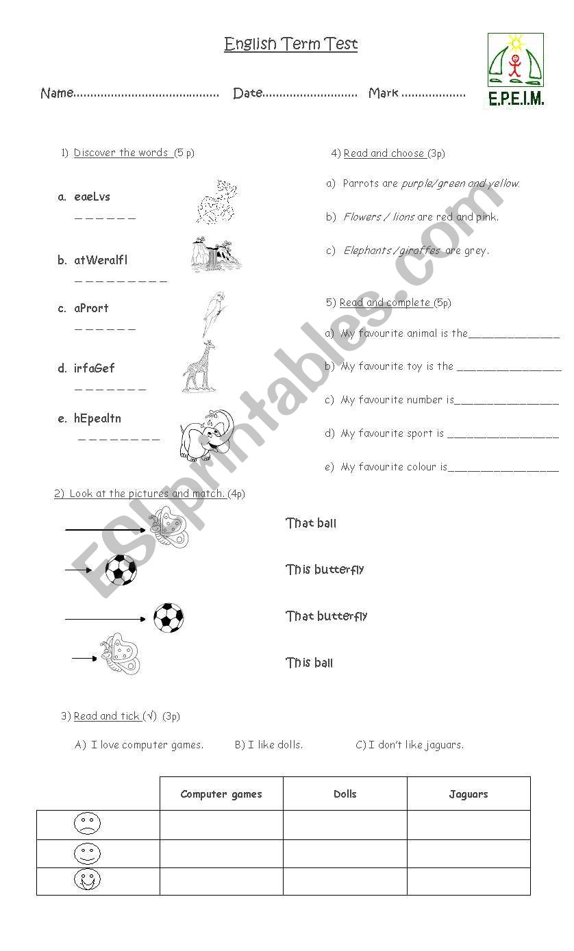Test for children (Story Line 2)