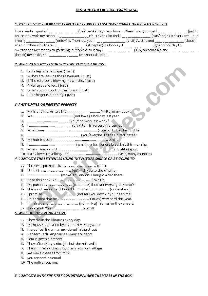 mixture of exercises for the third year af compulsory secondary education