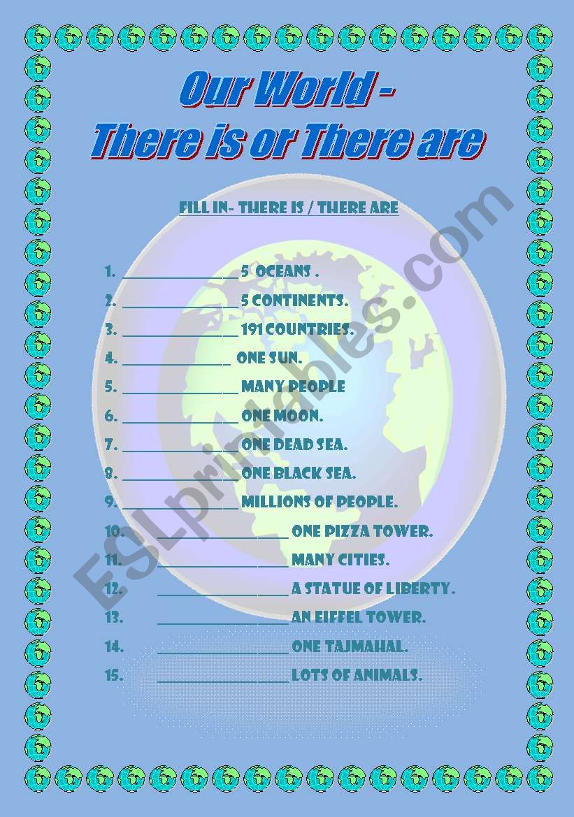 There is / are - Our World worksheet