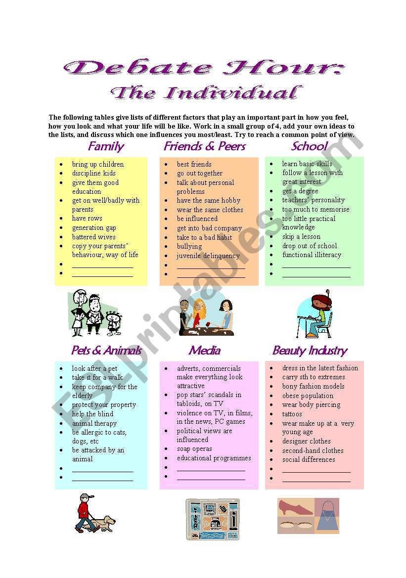 Debate Hour:  The Individual worksheet