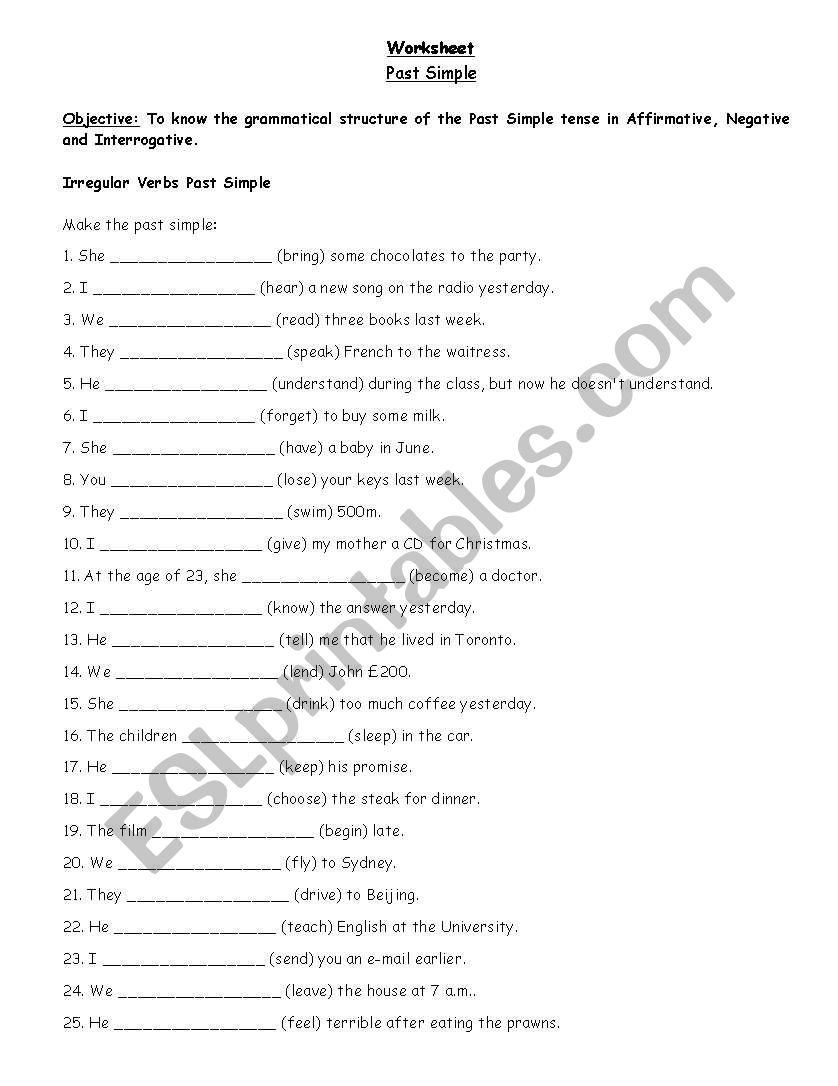 simple past worksheet