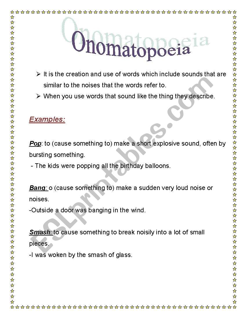 ONOMATOPOEIA worksheet