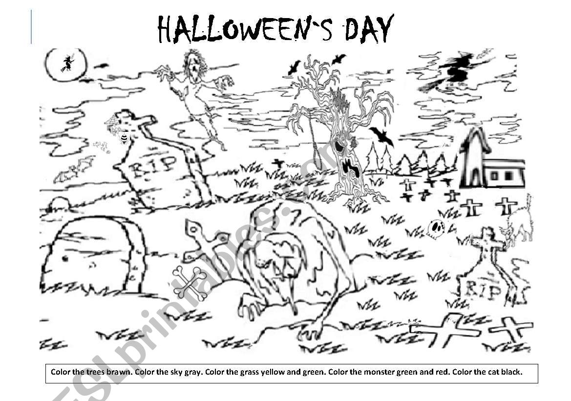 Halloween color worksheet