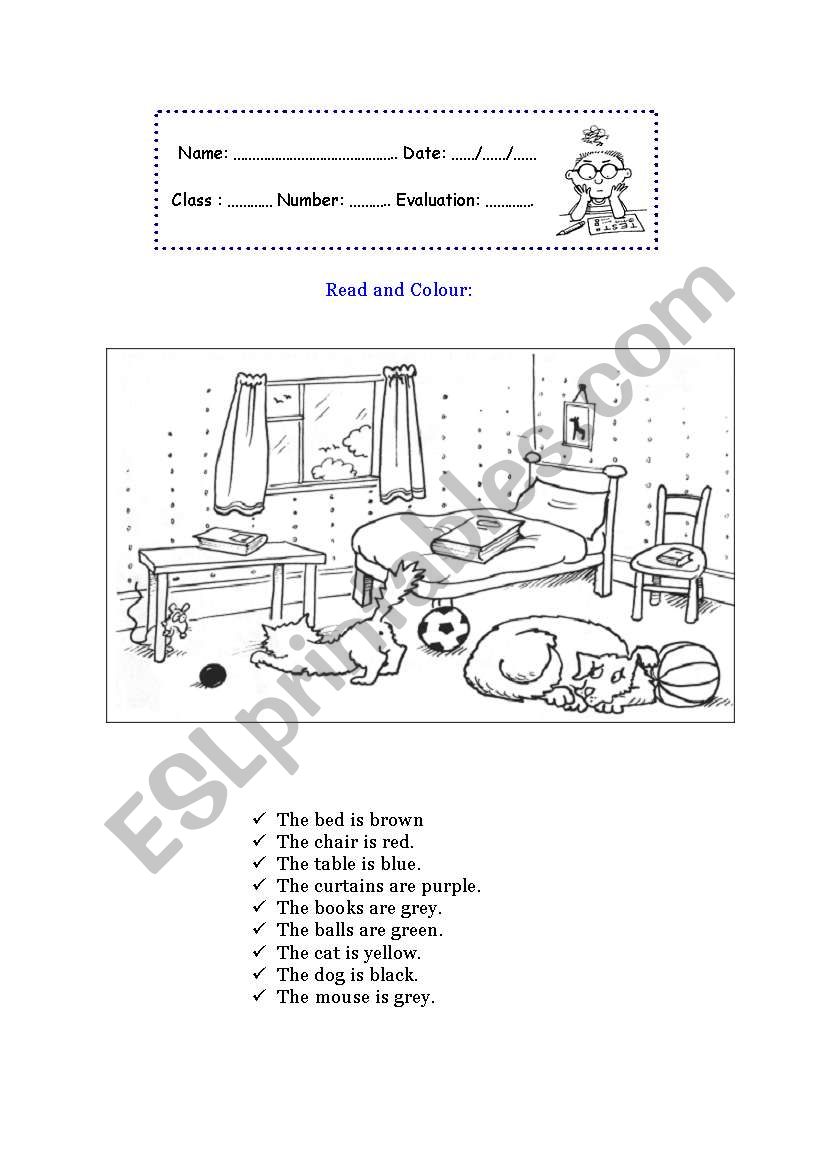 Colours / bedroom vocabulary  worksheet