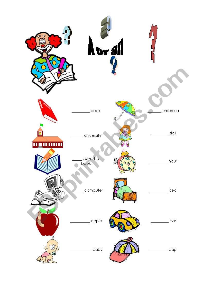 Worksheet - A or an? worksheet