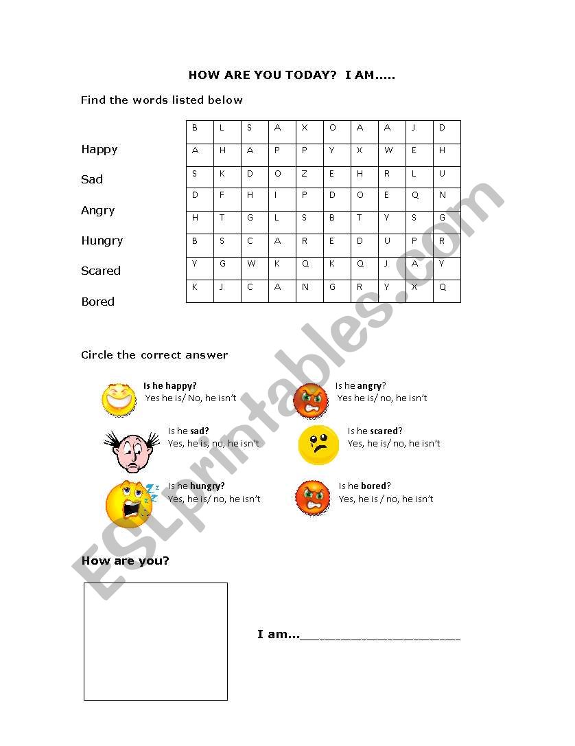 Feelings worksheet