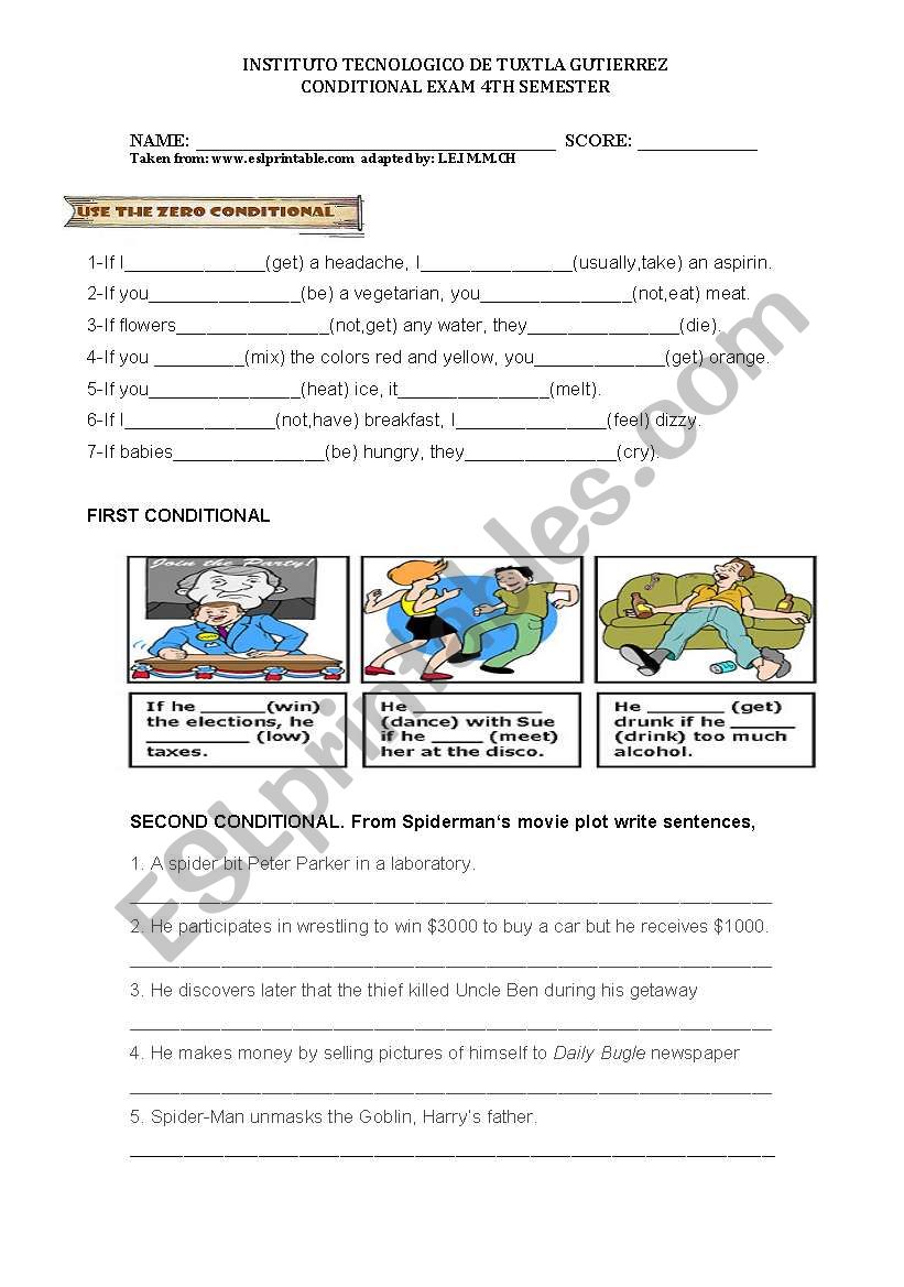 CONDITIONAL EXAMS worksheet