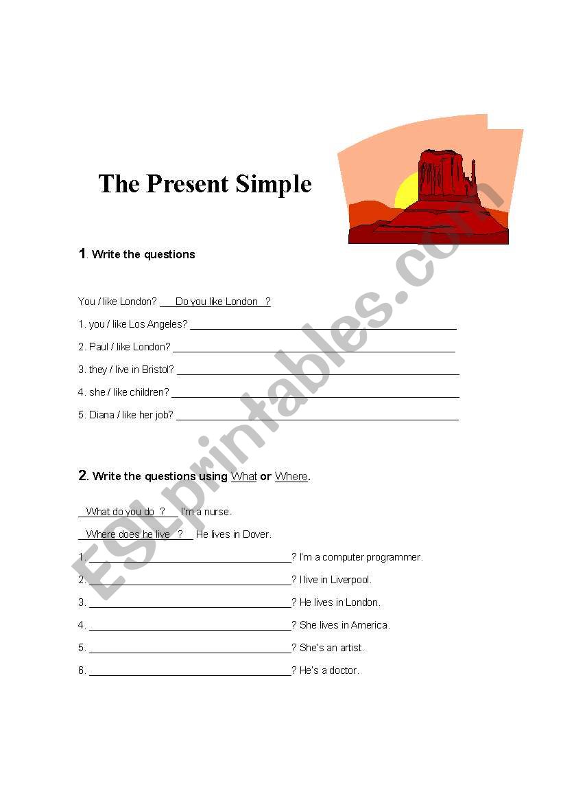 Present Simple exercises worksheet