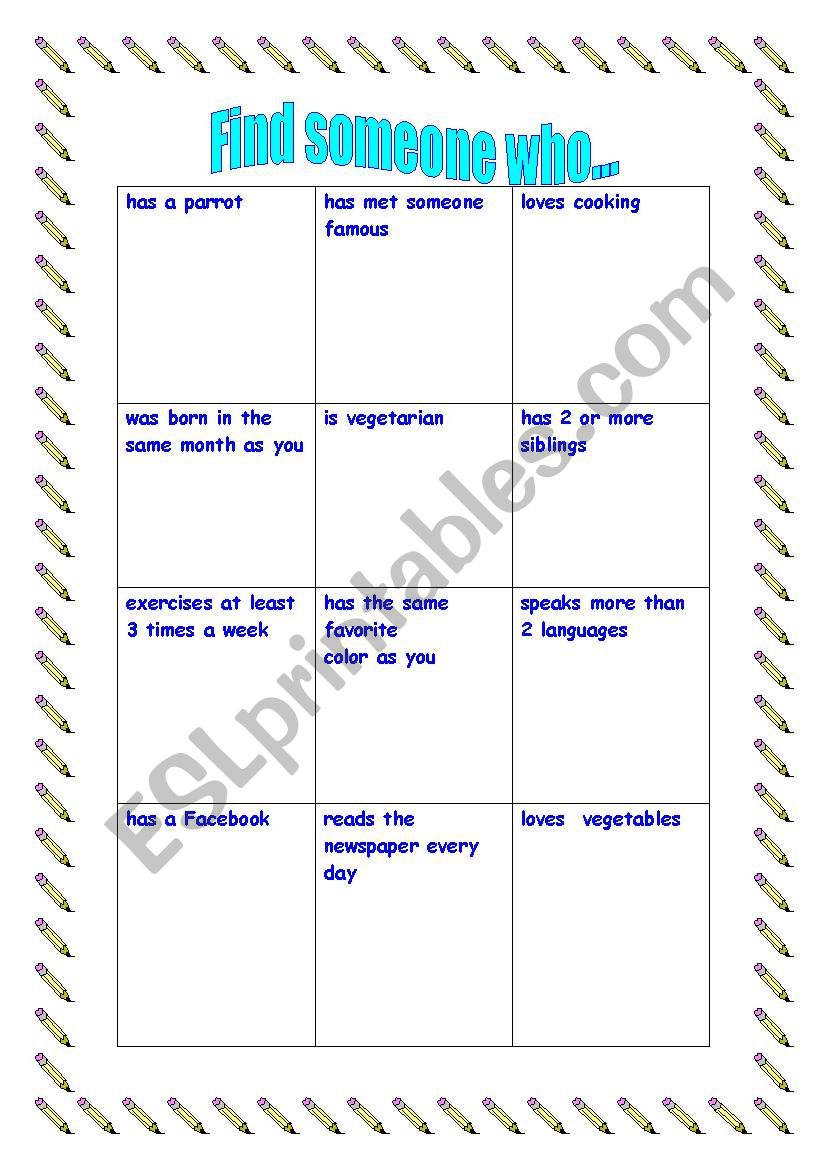 Ice breaker game for the first lesson