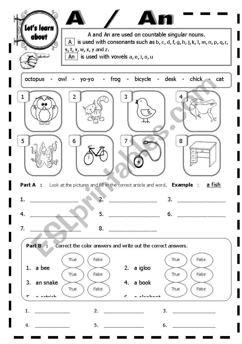 Article A- An worksheet