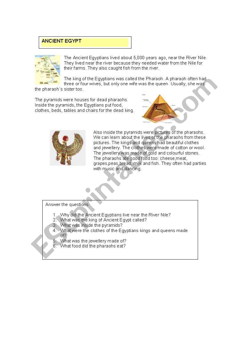 Egypt worksheet