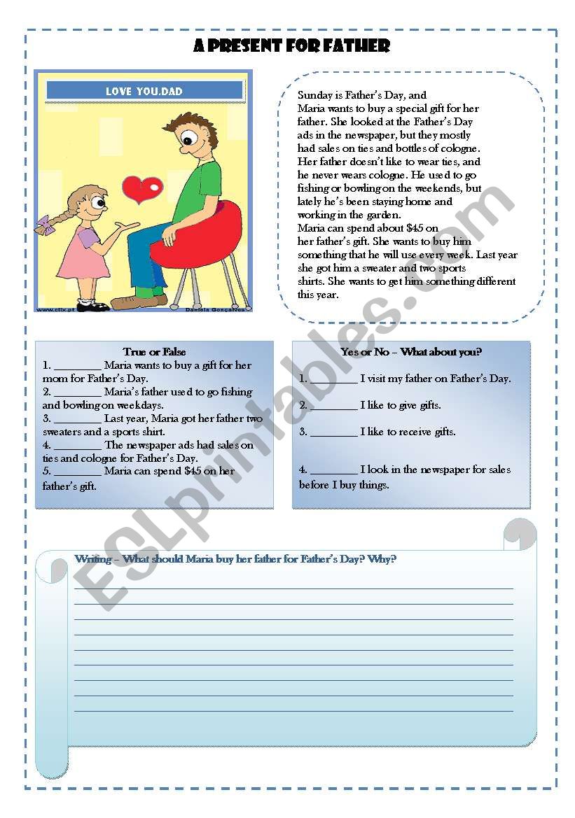 FatherÂ´sDay worksheet