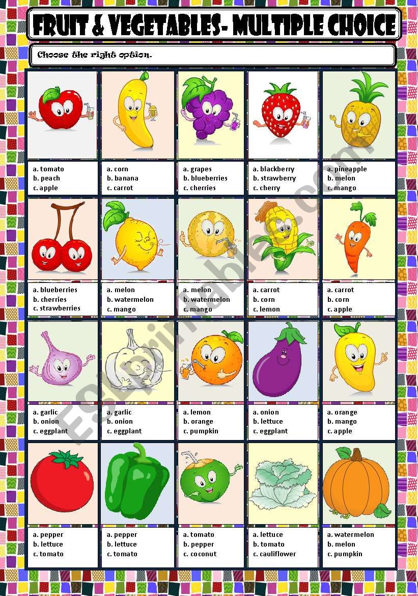 FRUIT & VEGETABLES - MULTIPLE CHOICE