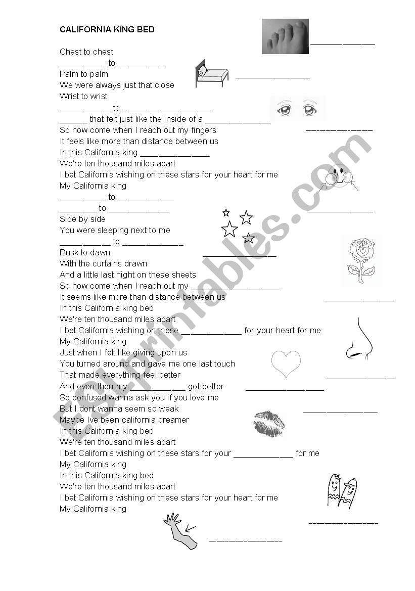 California King Bed worksheet