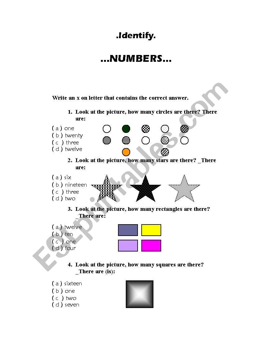 Numbers practice worksheet