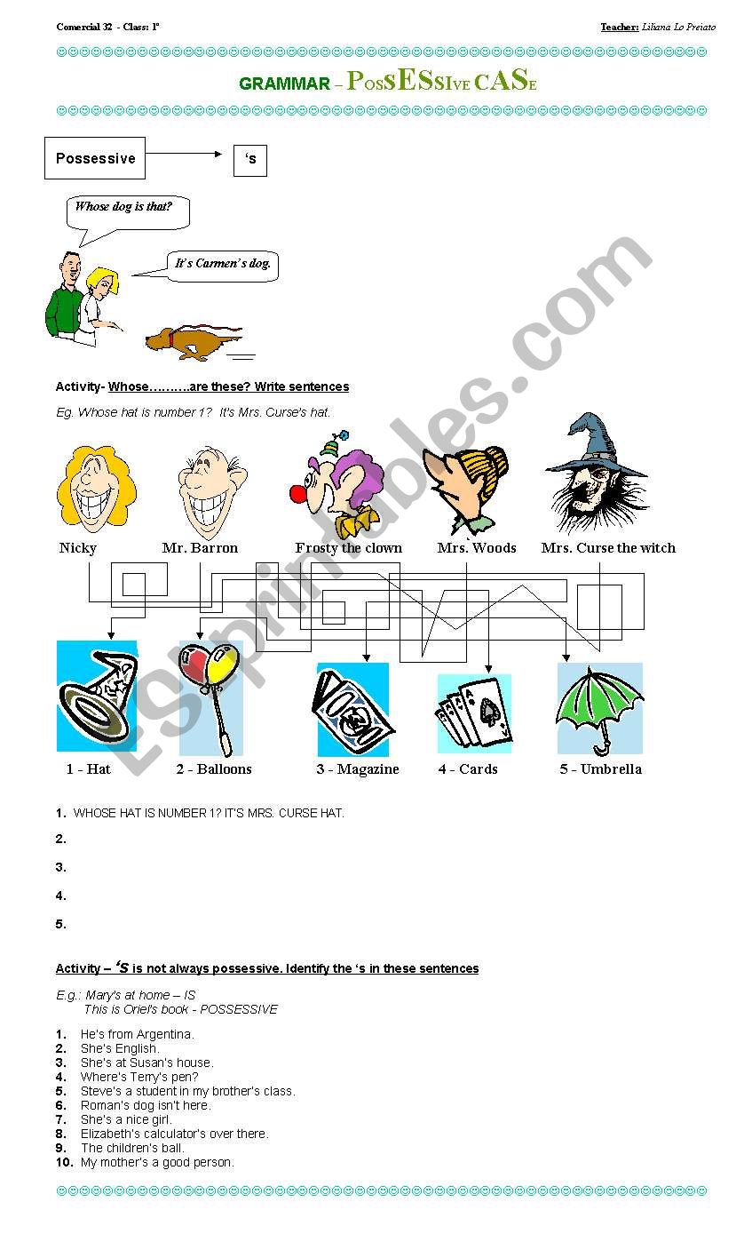 Possessive Case worksheet