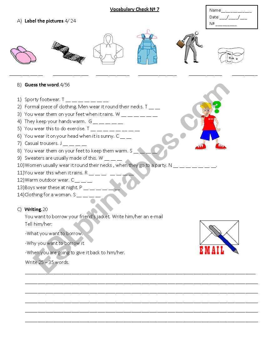 clothes worksheet