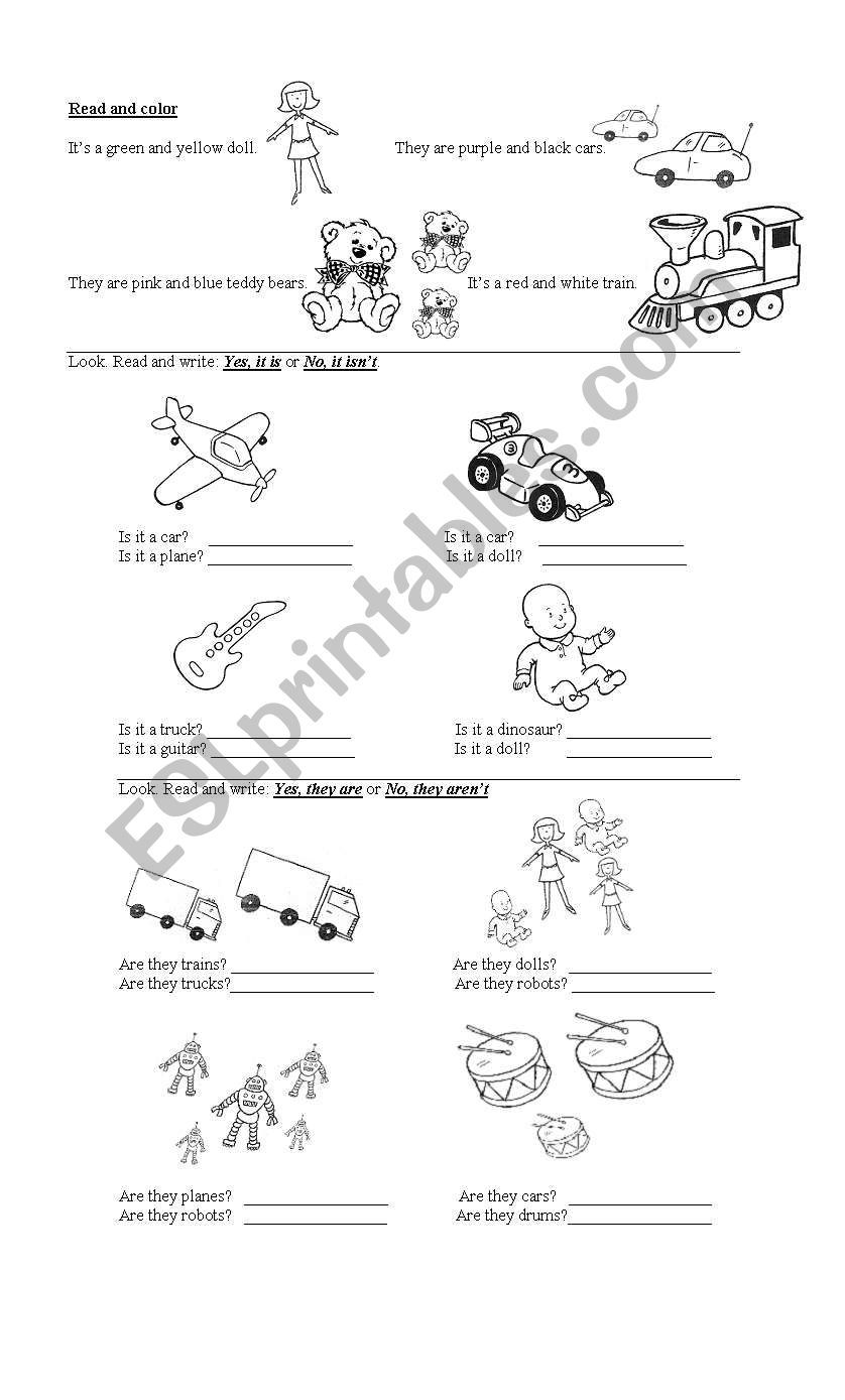 Toys - Colors - To Be worksheet