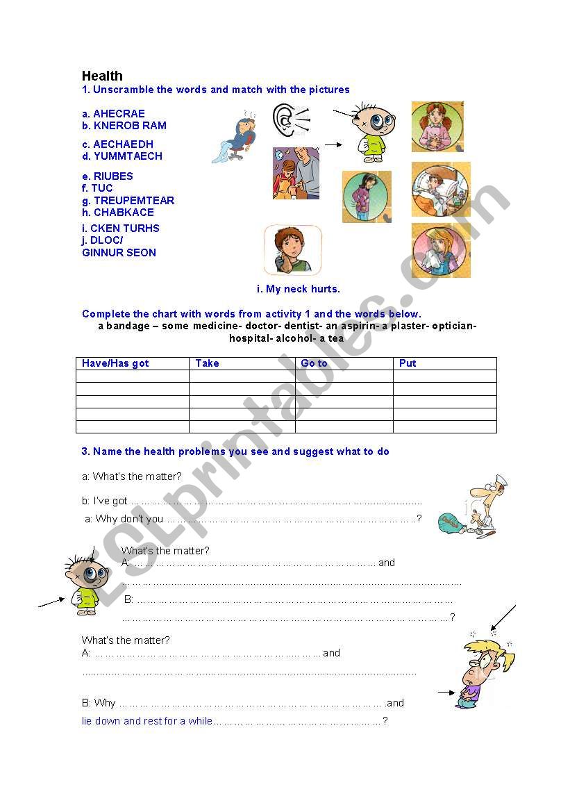 Health  worksheet