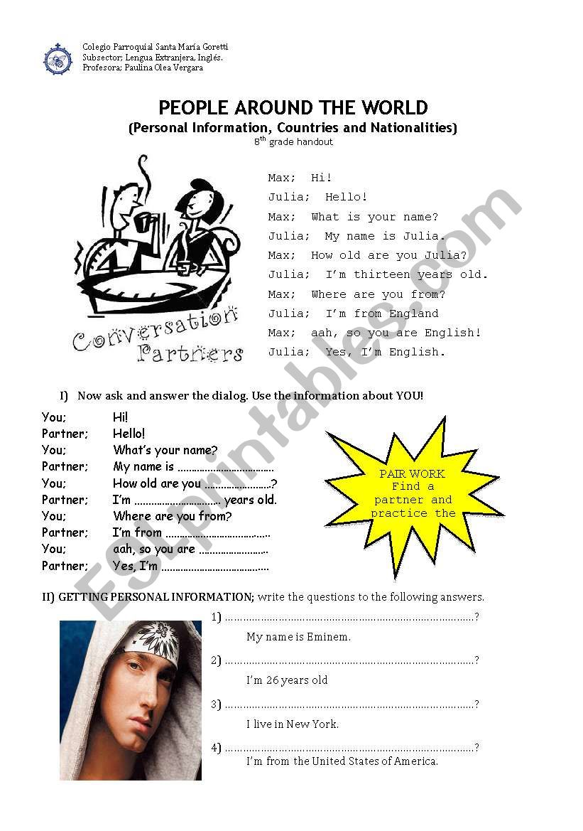 nationalities worksheet