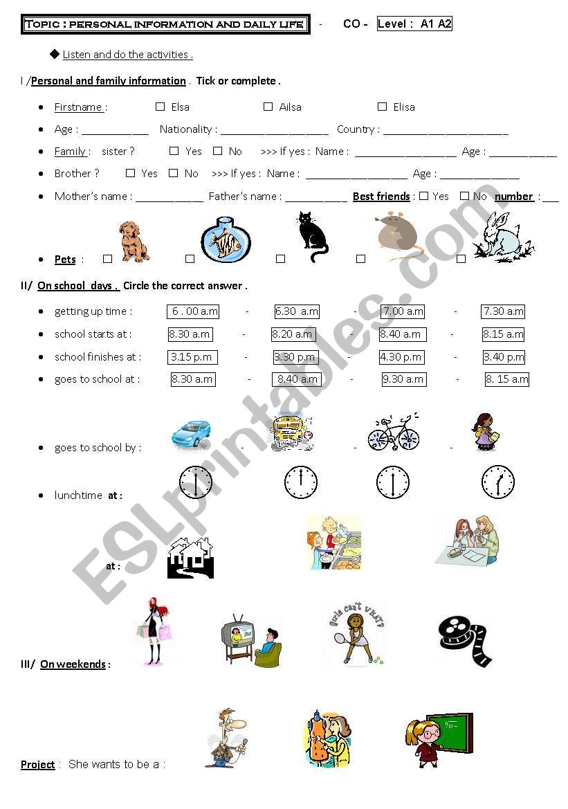 DAILY ROUTINES worksheet