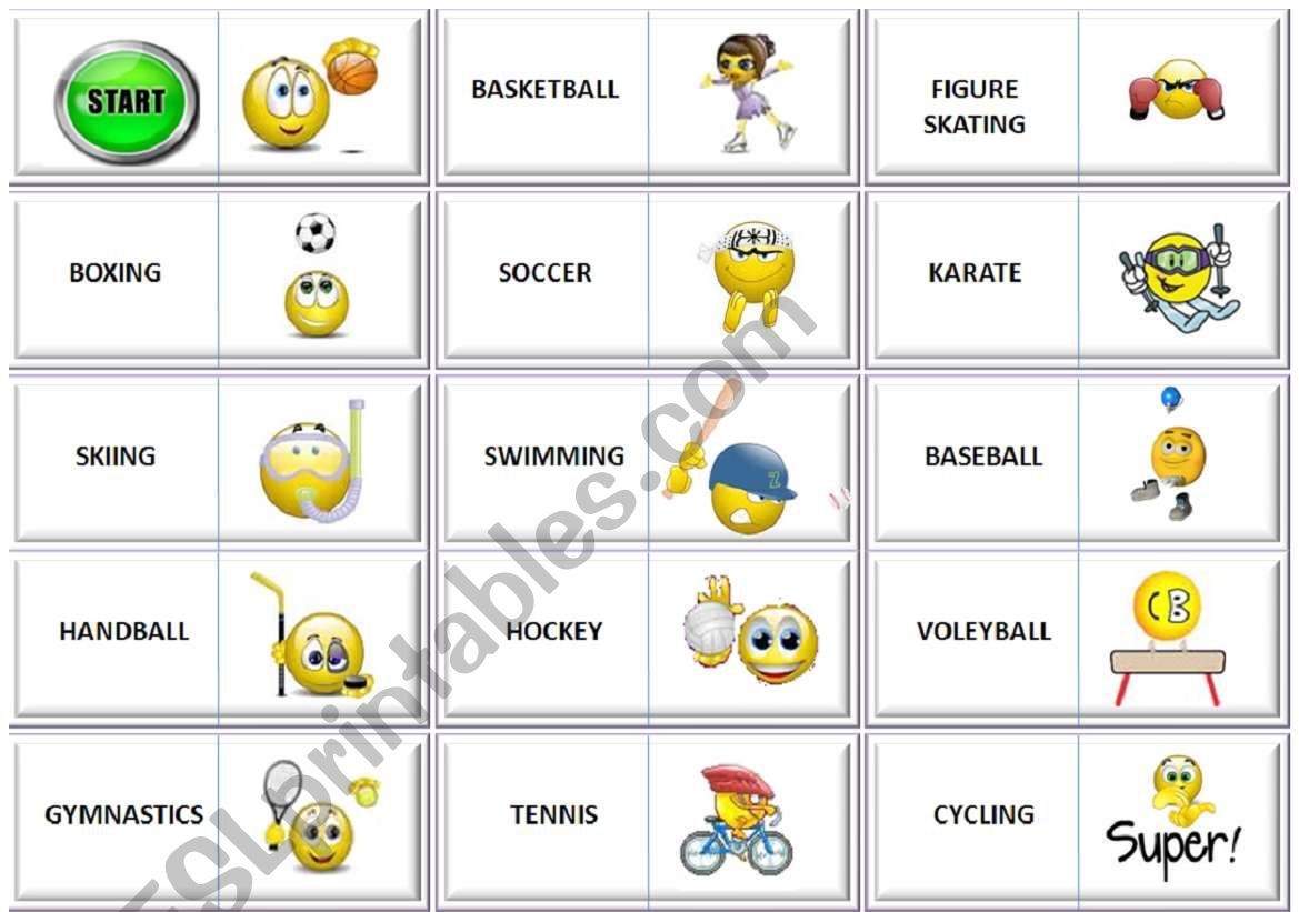 Sports domino worksheet