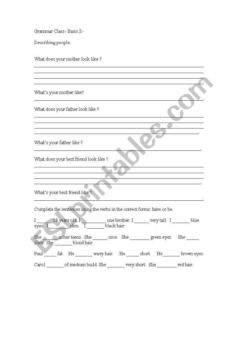 personal informations worksheet