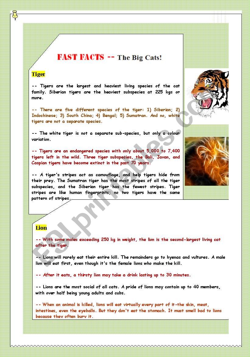 Go Green: Fast Fact Sheet 1 worksheet