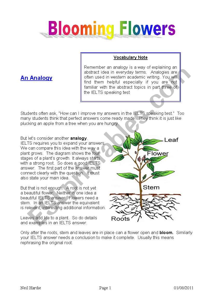 Blooming Flowers worksheet