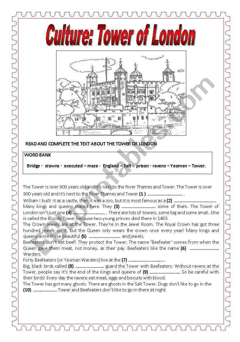 CULTURE: TOWER OF LONDON worksheet