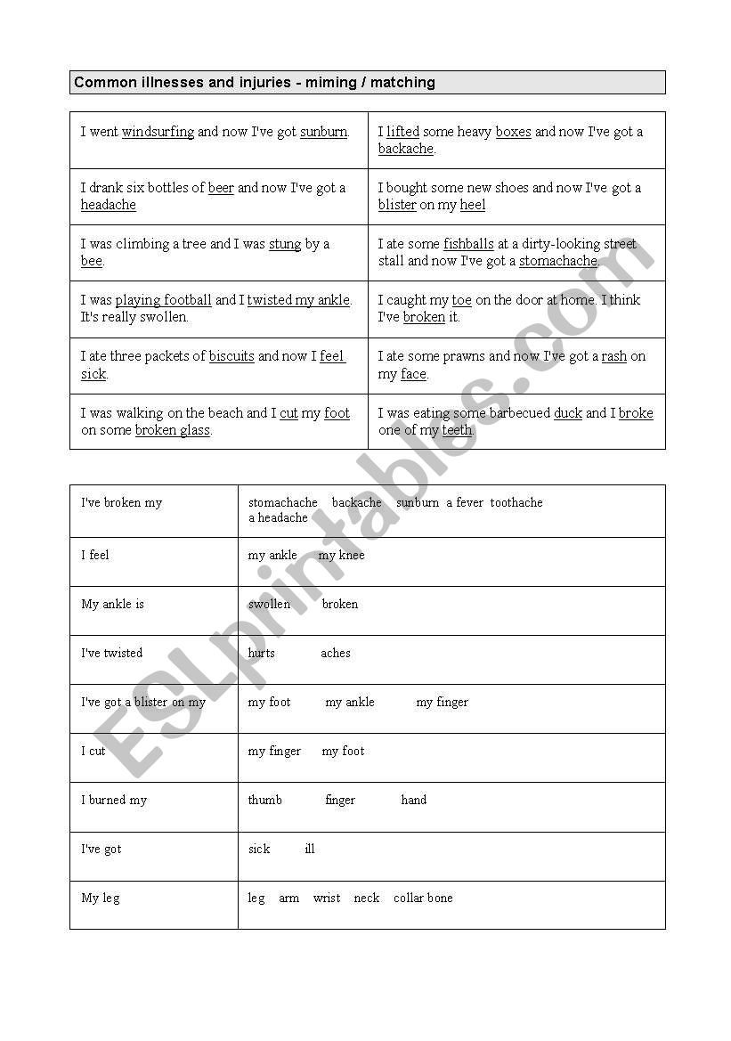 health worksheet